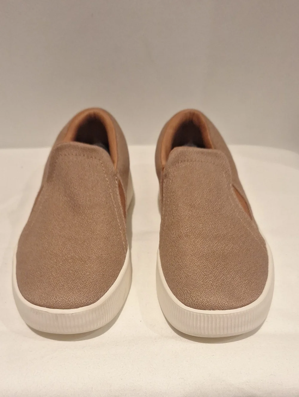 allbirds Women's Lounger Slip-On Loafers in Taupe with White Platform Sole